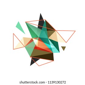 Vector triangle abstract background with wire triangular elements, low poly concept, minimal modern illustration