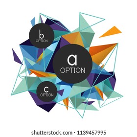 Vector triangle abstract background with wire triangular elements, low poly concept, minimal modern illustration