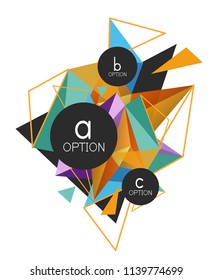 Vector triangle abstract background with wire triangular elements, low poly concept, minimal modern illustration