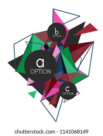 Vector triangle abstract background with wire triangular elements, low poly concept, minimal modern illustration
