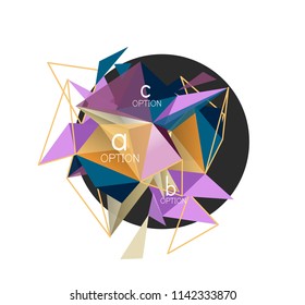 Vector triangle abstract background with wire triangular elements, low poly concept, minimal modern illustration