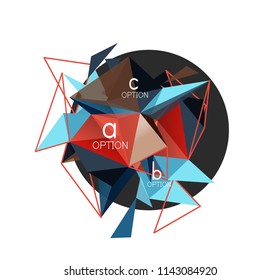 Vector triangle abstract background with wire triangular elements, low poly concept, minimal modern illustration