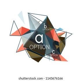 Vector triangle abstract background with wire triangular elements, low poly concept, minimal modern illustration