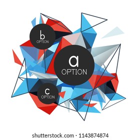 Vector triangle abstract background with wire triangular elements, low poly concept, minimal modern illustration