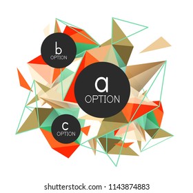Vector triangle abstract background with wire triangular elements, low poly concept, minimal modern illustration