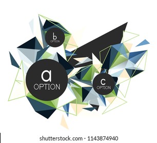 Vector triangle abstract background with wire triangular elements, low poly concept, minimal modern illustration
