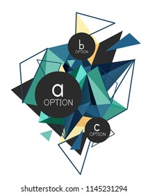 Vector triangle abstract background with wire triangular elements, low poly concept, minimal modern illustration