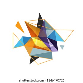 Vector triangle abstract background with wire triangular elements, low poly concept, minimal modern illustration