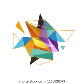 Vector triangle abstract background with wire triangular elements, low poly concept, minimal modern illustration