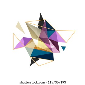 Vector triangle abstract background with wire triangular elements, low poly concept, minimal modern illustration