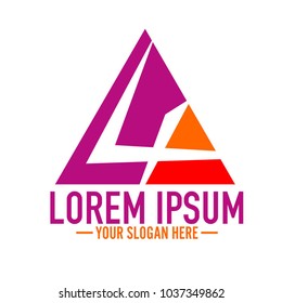 Vector triangle abstract logo corporate icon design with number 4 negative area. Isolated on white