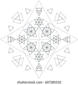 vector triangle abstract sacred geometry decoration sign black color illustration white background 
