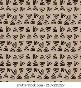 Vector triangle background. Geometry pattern batik graphic. Hand drawn doodle painting. Design illustration brush stroke. Seamless art backdrop concept. Black color