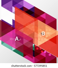 Banner de triángulo vectorial, formas geométricas coloridas con opción infográfica, diseño minimalista