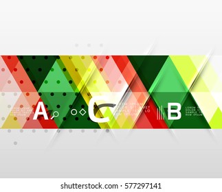 Vector triangle banner, colorful geometric shapes with option infographic, minimalistic design