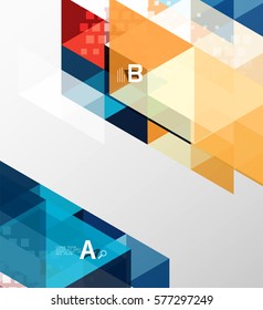 Banner de triángulo vectorial, formas geométricas coloridas con opción infográfica, diseño minimalista