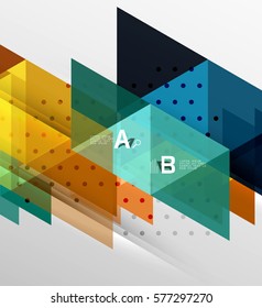 Vector triangle banner, colorful geometric shapes with option infographic, minimalistic design