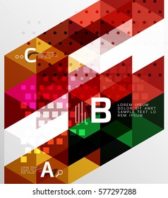 Vector triangle banner, colorful geometric shapes with option infographic, minimalistic design