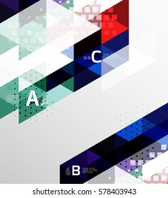 Vector triangle banner, colorful geometric shapes with option infographic, minimalistic design