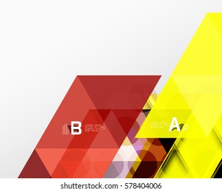 Banner de triángulo vectorial, formas geométricas coloridas con opción infográfica, diseño minimalista