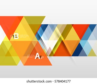 Vector triangle banner, colorful geometric shapes with option infographic, minimalistic design