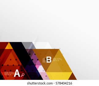 Banner de triángulo vectorial, formas geométricas coloridas con opción infográfica, diseño minimalista