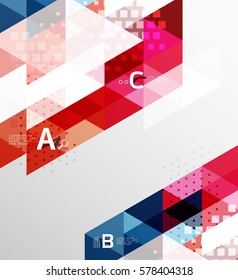 Vector triangle banner, colorful geometric shapes with option infographic, minimalistic design