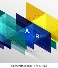 Vector triangle banner, colorful geometric shapes with option infographic, minimalistic design