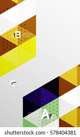 Banner de triángulo vectorial, formas geométricas coloridas con opción infográfica, diseño minimalista
