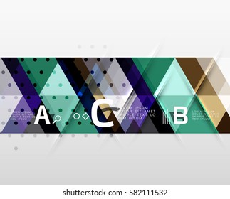 Vector triangle banner, colorful geometric shapes with option infographic, minimalistic design