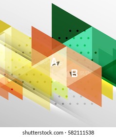 Vector triangle banner, colorful geometric shapes with option infographic, minimalistic design