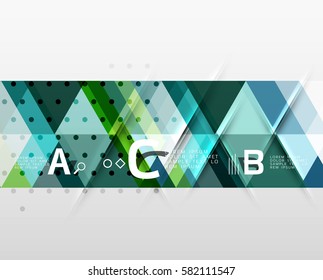 Vector triangle banner, colorful geometric shapes with option infographic, minimalistic design