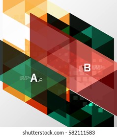 Vector triangle banner, colorful geometric shapes with option infographic, minimalistic design
