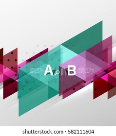 Banner de triángulo vectorial, formas geométricas coloridas con opción infográfica, diseño minimalista