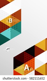Vector triangle banner, colorful geometric shapes with option infographic, minimalistic design