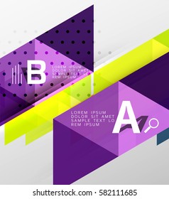Vector triangle banner, colorful geometric shapes with option infographic, minimalistic design