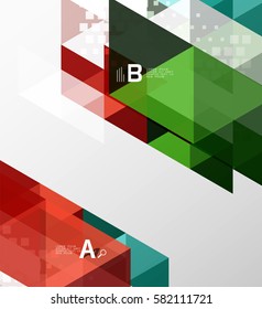 Banner de triángulo vectorial, formas geométricas coloridas con opción infográfica, diseño minimalista
