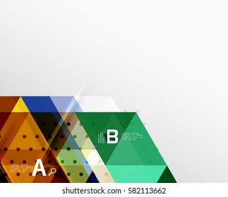 Vector triangle banner, colorful geometric shapes with option infographic, minimalistic design