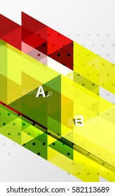 Banner de triángulo vectorial, formas geométricas coloridas con opción infográfica, diseño minimalista