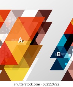 Vector triangle banner, colorful geometric shapes with option infographic, minimalistic design
