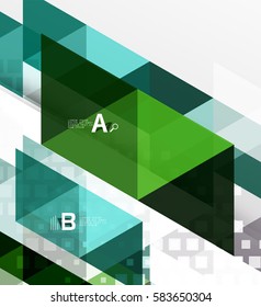 Vector triangle banner, colorful geometric shapes with option infographic, minimalistic design