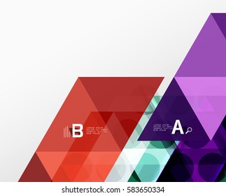 Vector triangle banner, colorful geometric shapes with option infographic, minimalistic design
