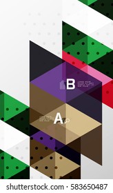 Vector triangle banner, colorful geometric shapes with option infographic, minimalistic design