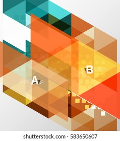 Vector triangle banner, colorful geometric shapes with option infographic, minimalistic design