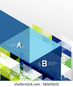 Banner de triángulo vectorial, formas geométricas coloridas con opción infográfica, diseño minimalista