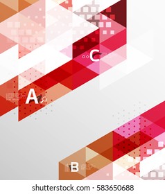 Vector triangle banner, colorful geometric shapes with option infographic, minimalistic design