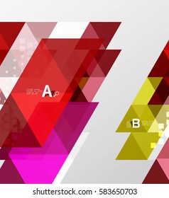 Banner de triángulo vectorial, formas geométricas coloridas con opción infográfica, diseño minimalista