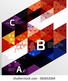 Vector triangle banner, colorful geometric shapes with option infographic, minimalistic design