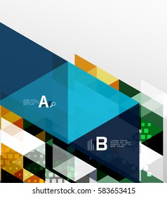 Vector triangle banner, colorful geometric shapes with option infographic, minimalistic design