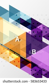 Vector triangle banner, colorful geometric shapes with option infographic, minimalistic design